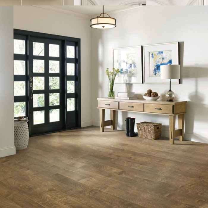 LVT waterproof flooring in a mudroom