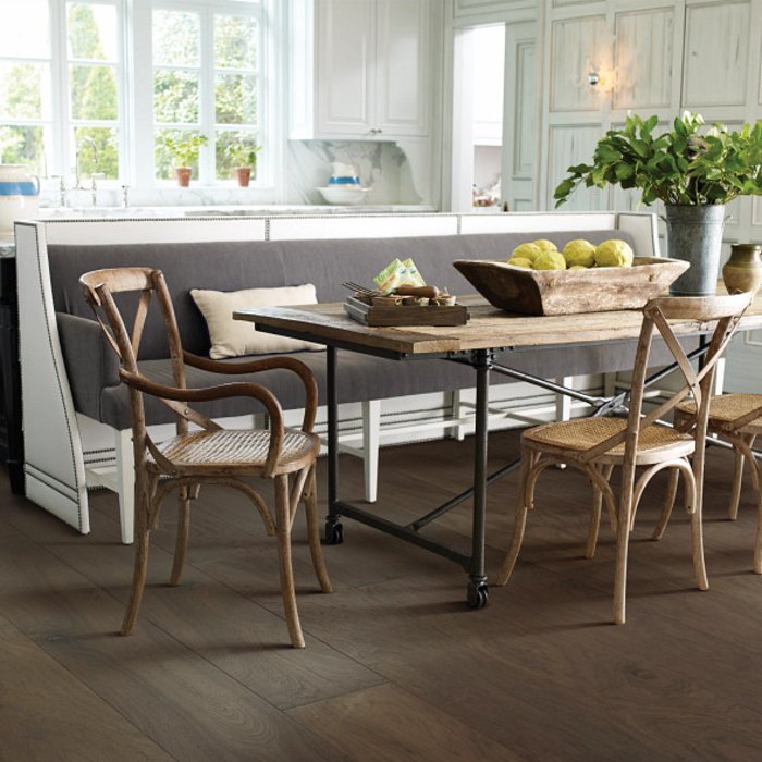 Dark hardwood flooring in an AZ kitchen