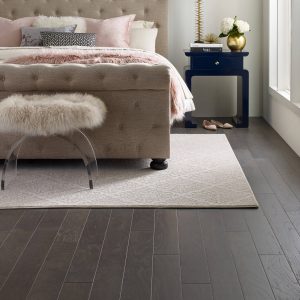 Greystone urban glamour bedroom wood flooring | Barrett Floors
